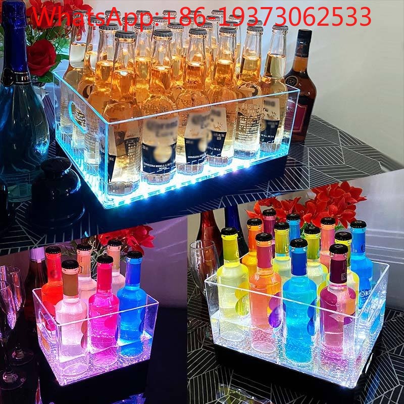 Wine Beer Bar - Kwadratowy, świecący pojemnik na lód, wiadro