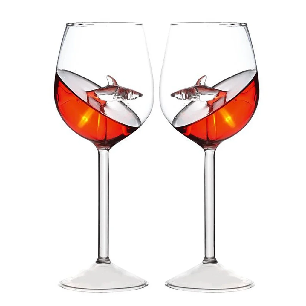 Wine Or Beer - Kieliszki do wina w kształcie rekina,