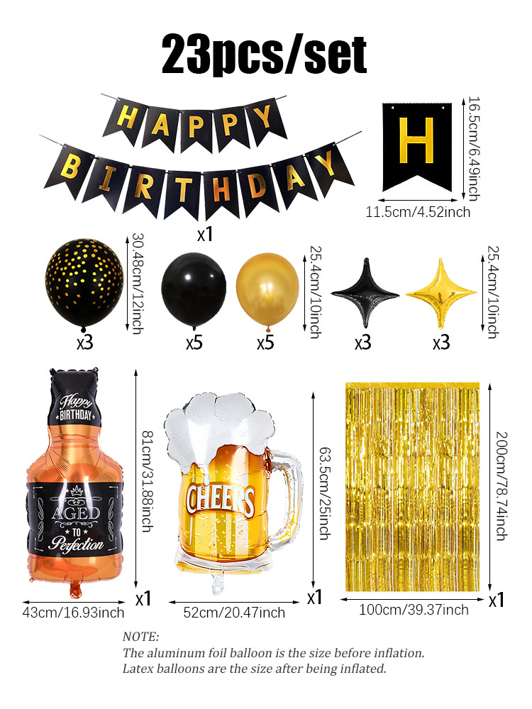 23 szt./zestaw Balony z folii  – Wine Beer Whiskey Year recenzja i cena